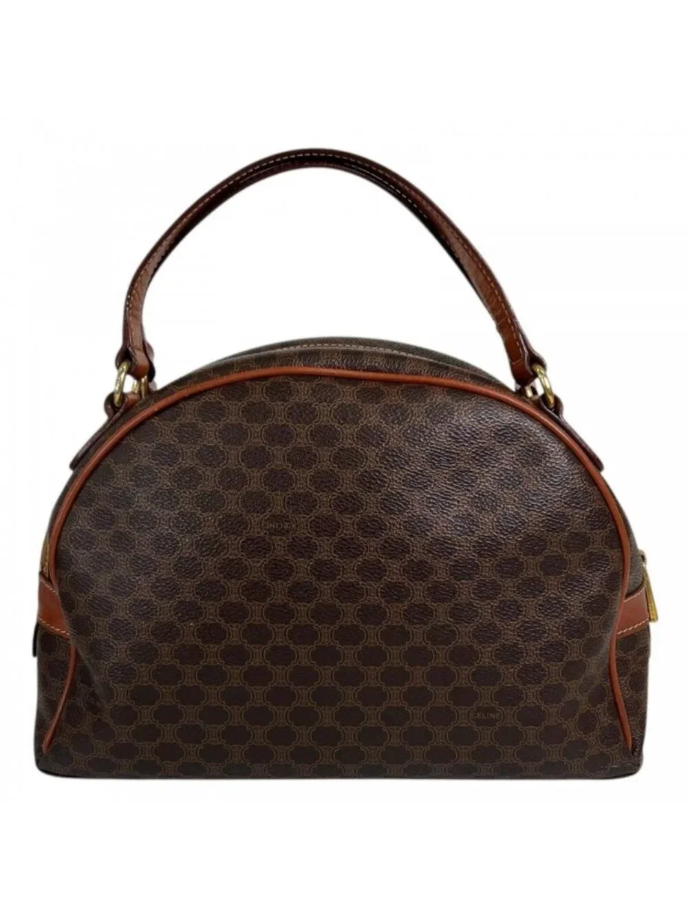 Celine Shoulder Bag Macadam Leather Brown Gold